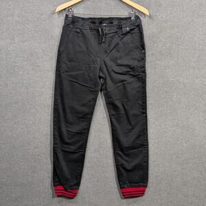 True Religion Pants Boys Large (28x27) Geo Slim Canvas Jogger Red Cuffs Pull On